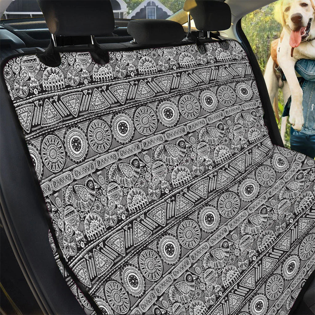 Black And White Ethnic Pattern Print Pet Car Back Seat Cover