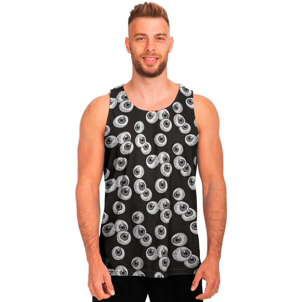 Black And White Eyeball Pattern Print Men's Tank Top