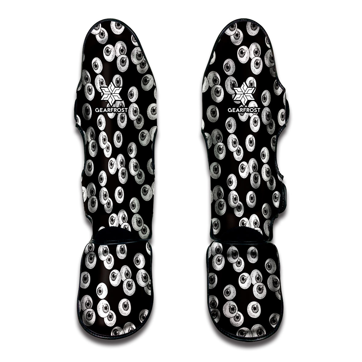 Black And White Eyeball Pattern Print Muay Thai Shin Guards