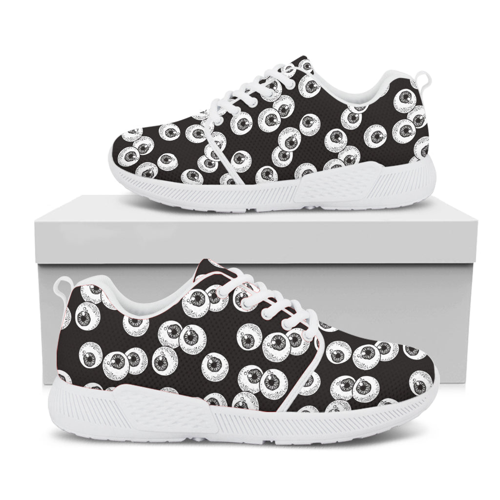 Black And White Eyeball Pattern Print White Athletic Shoes