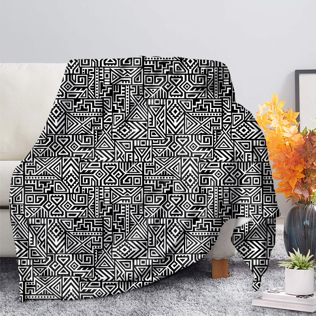 Black And White Geometric African Print Blanket