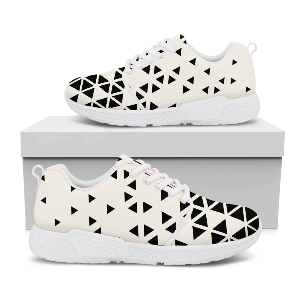 Black And White Geometric Pattern Print White Athletic Shoes