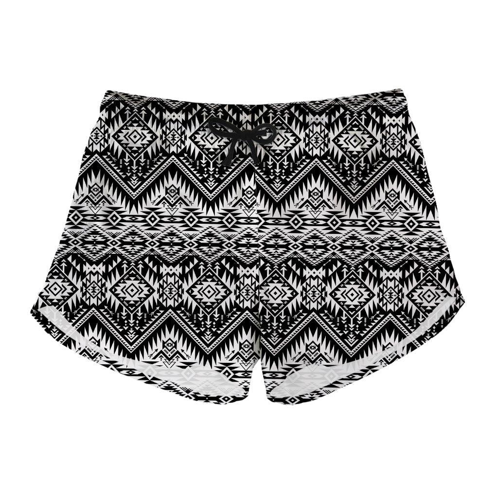 Black And White Navajo Print Women's Shorts