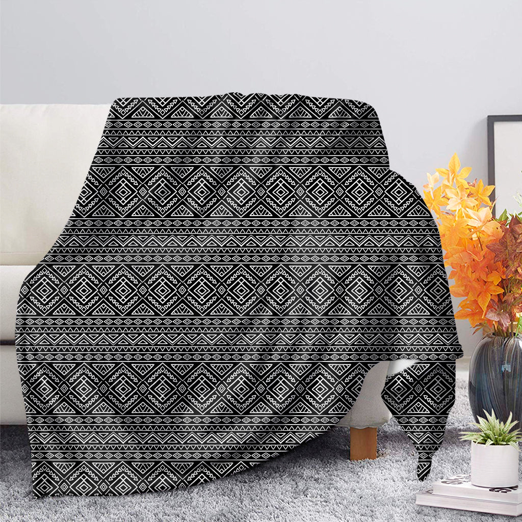 Black And White Navajo Tribal Print Blanket