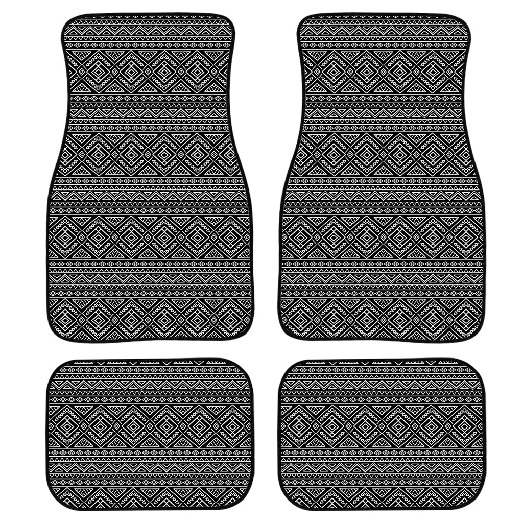 Black And White Navajo Tribal Print Front and Back Car Floor Mats