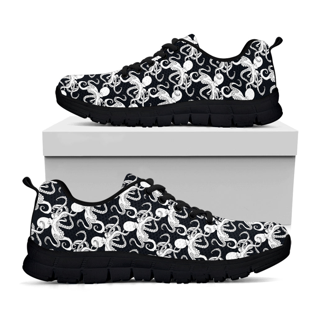 Black And White Octopus Pattern Print Black Sneakers
