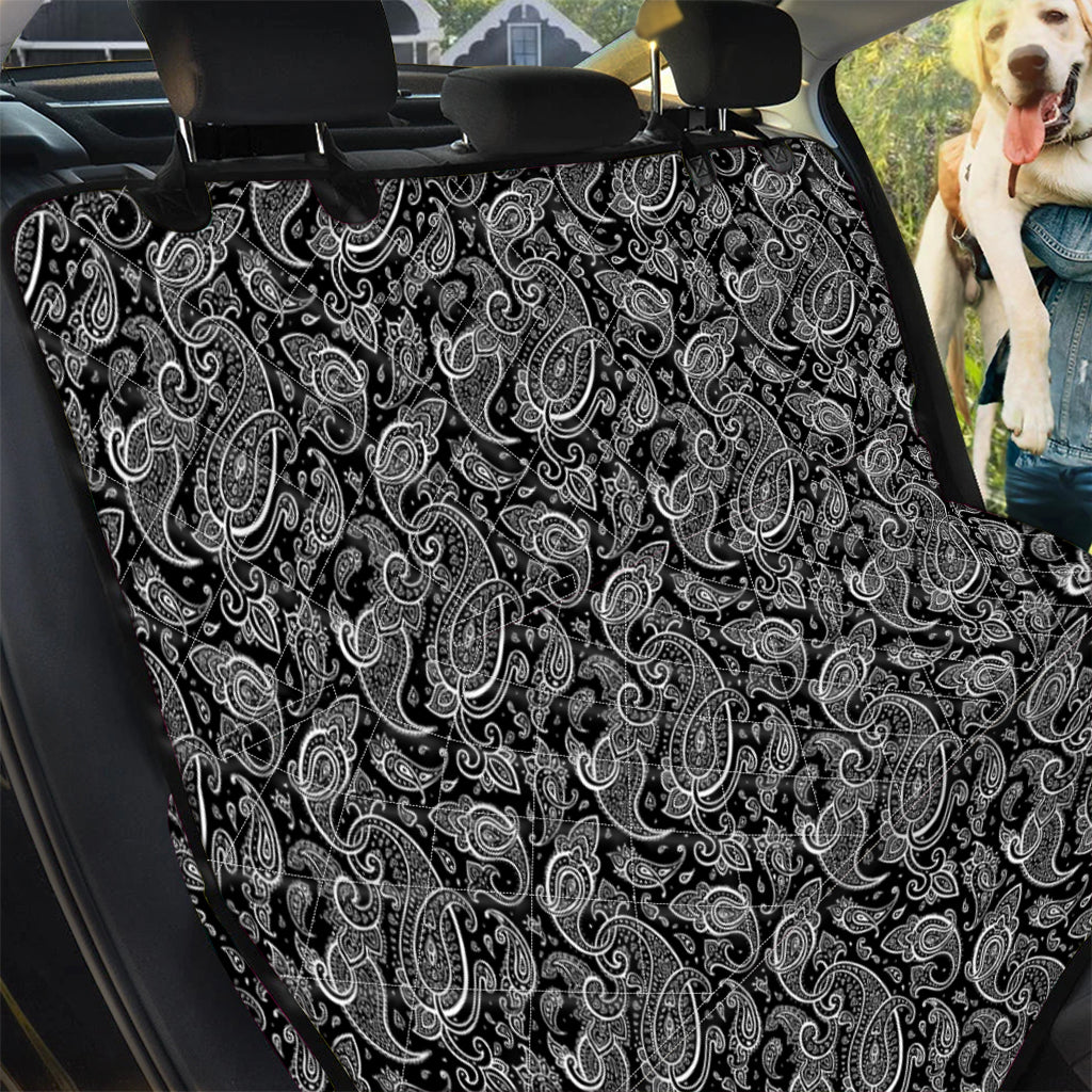 Black And White Paisley Pattern Print Pet Car Back Seat Cover