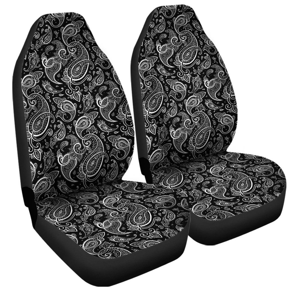 Black And White Paisley Pattern Print Universal Fit Car Seat Covers