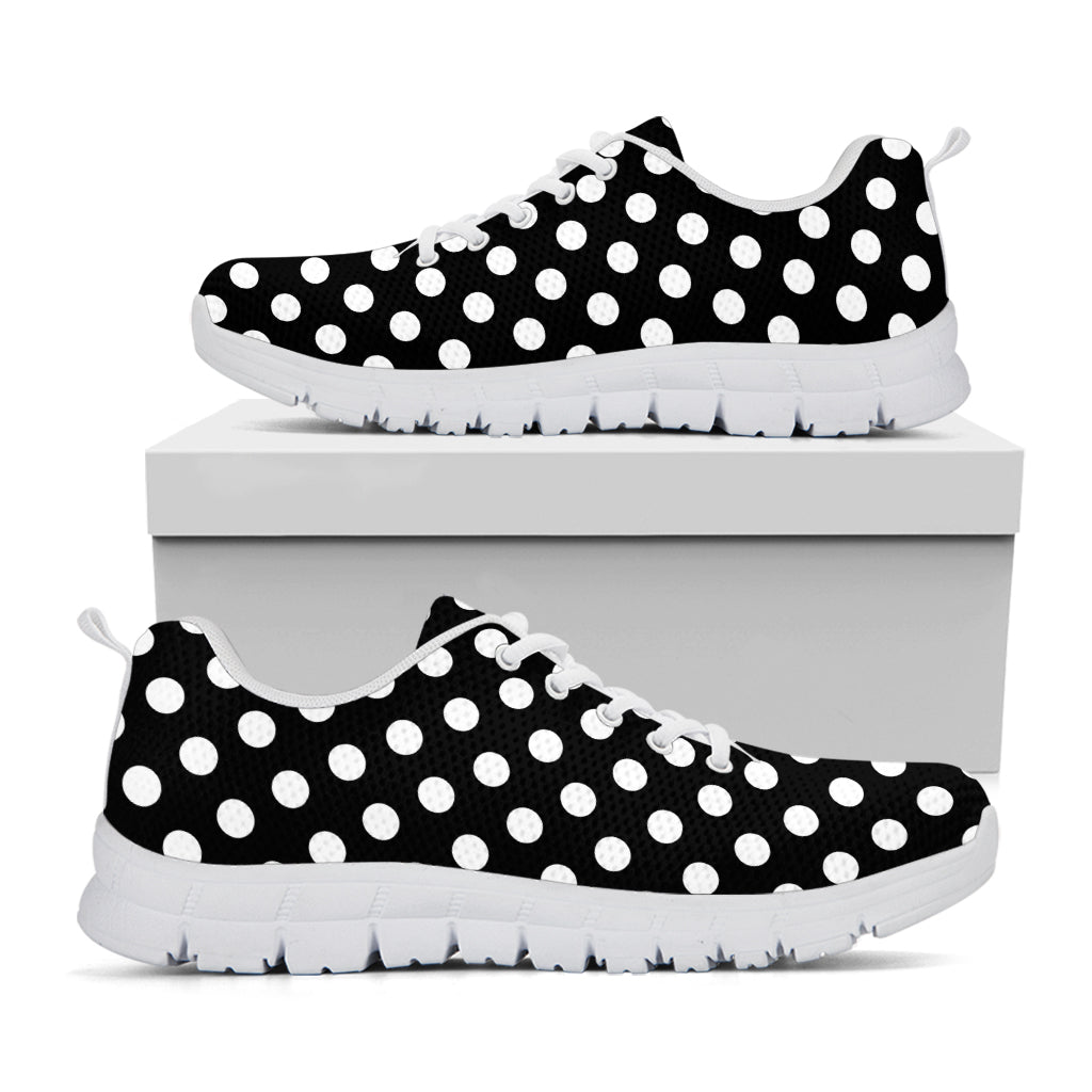 Black And White Polka Dot Pattern Print White Sneakers