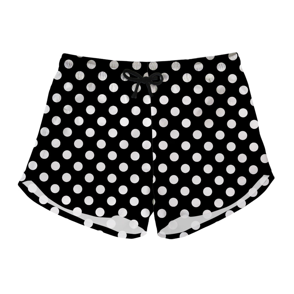 Black And White Polka Dot Pattern Print Women's Shorts
