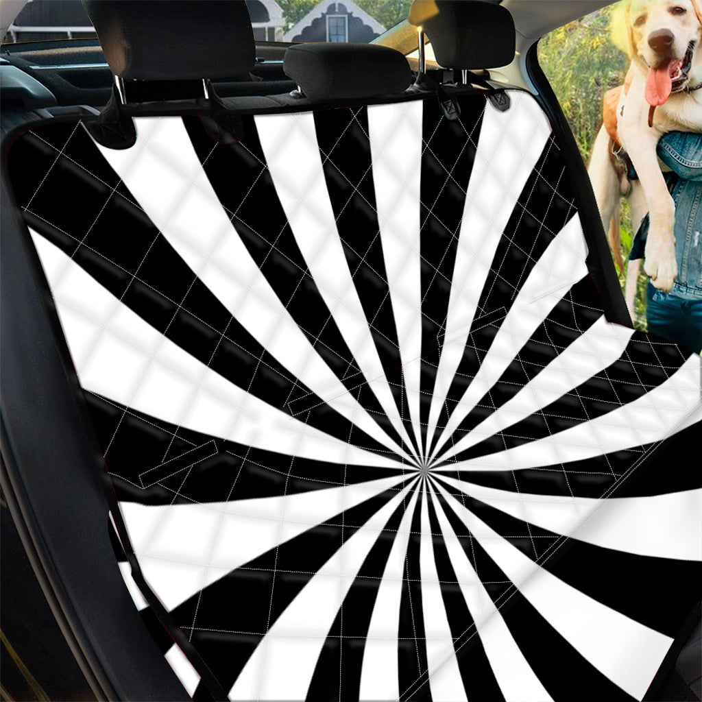 Black And White Radial Rays Print Pet Car Back Seat Cover