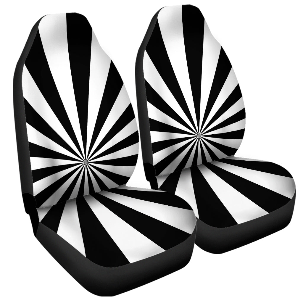 Black And White Radial Rays Print Universal Fit Car Seat Covers