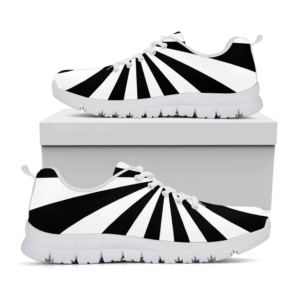 Black And White Radial Rays Print White Sneakers