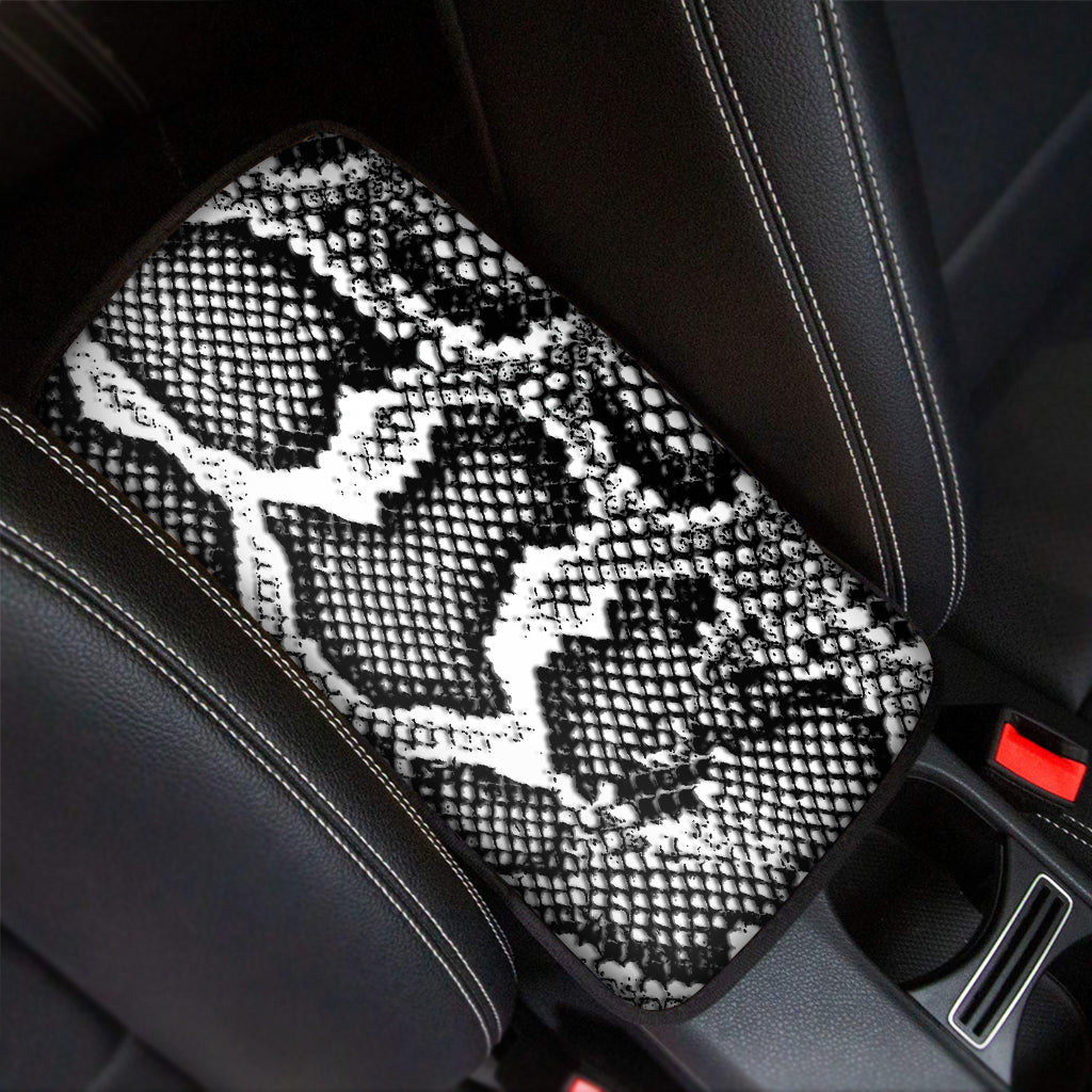 Black And White Snakeskin Print Car Center Console Cover