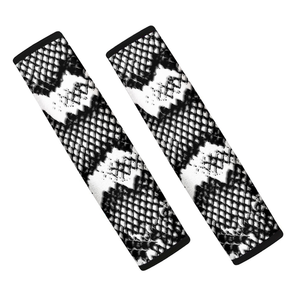 Black And White Snakeskin Print Car Seat Belt Covers