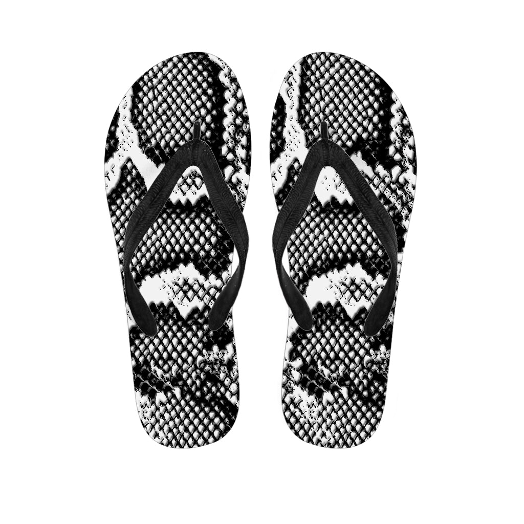 Black And White Snakeskin Print Flip Flops