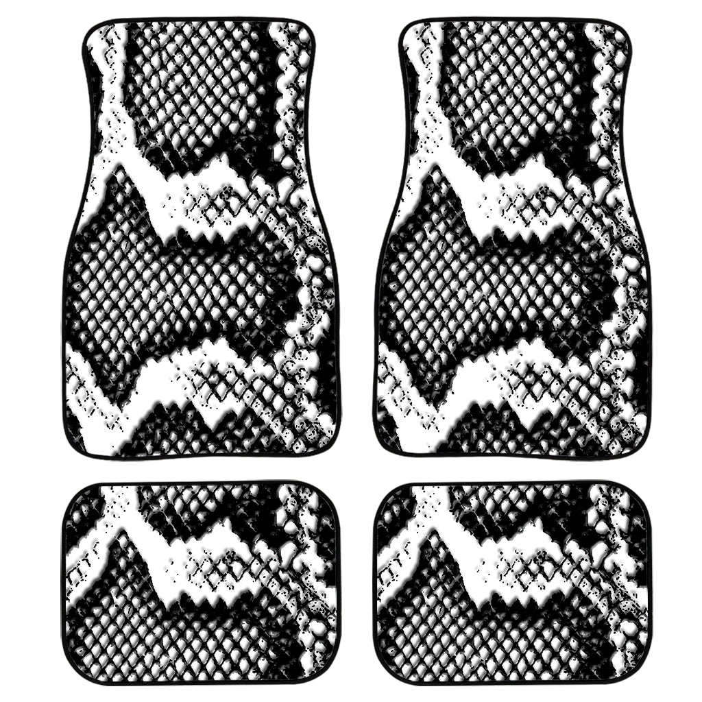 Black And White Snakeskin Print Front and Back Car Floor Mats