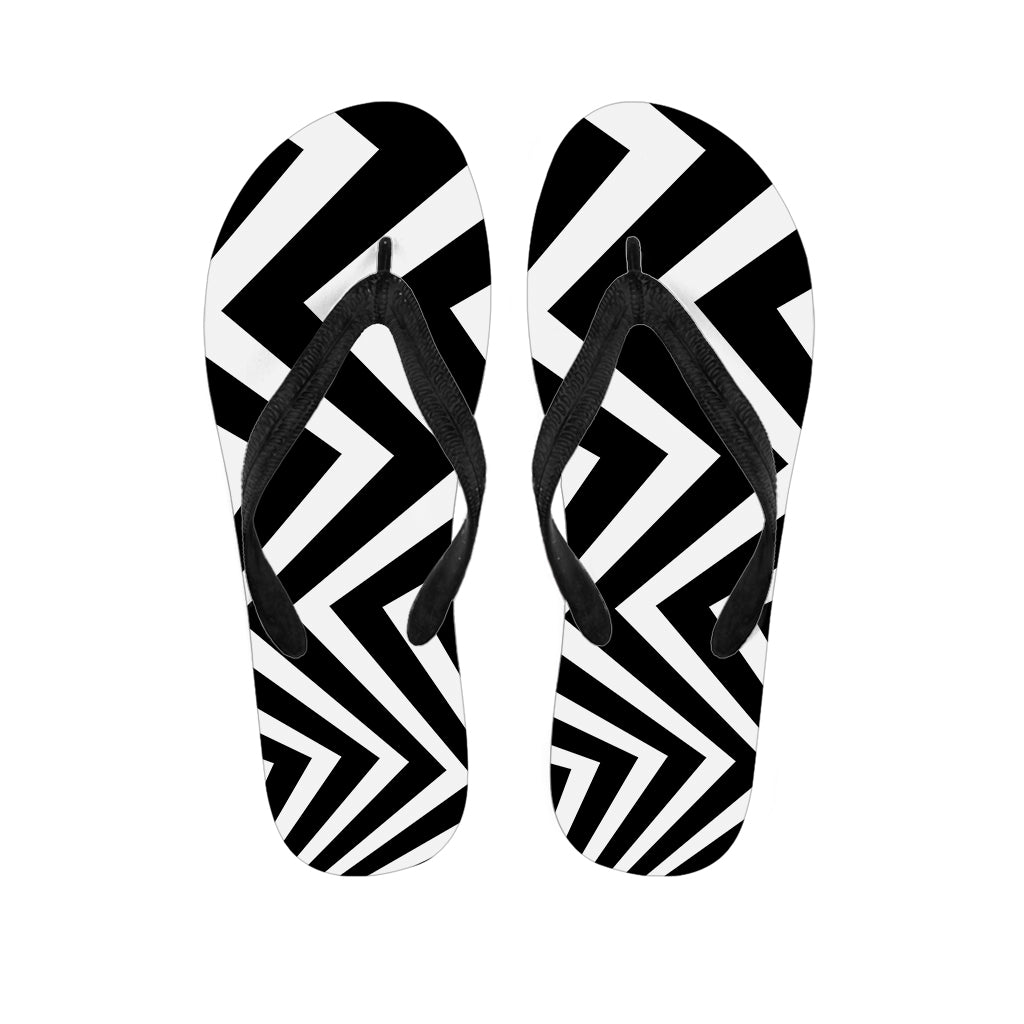 Black And White Zigzag Dazzle Print Flip Flops