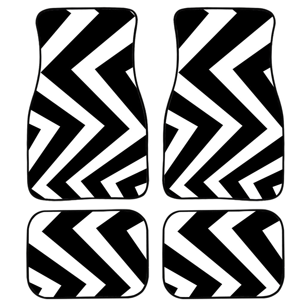 Black And White Zigzag Dazzle Print Front and Back Car Floor Mats