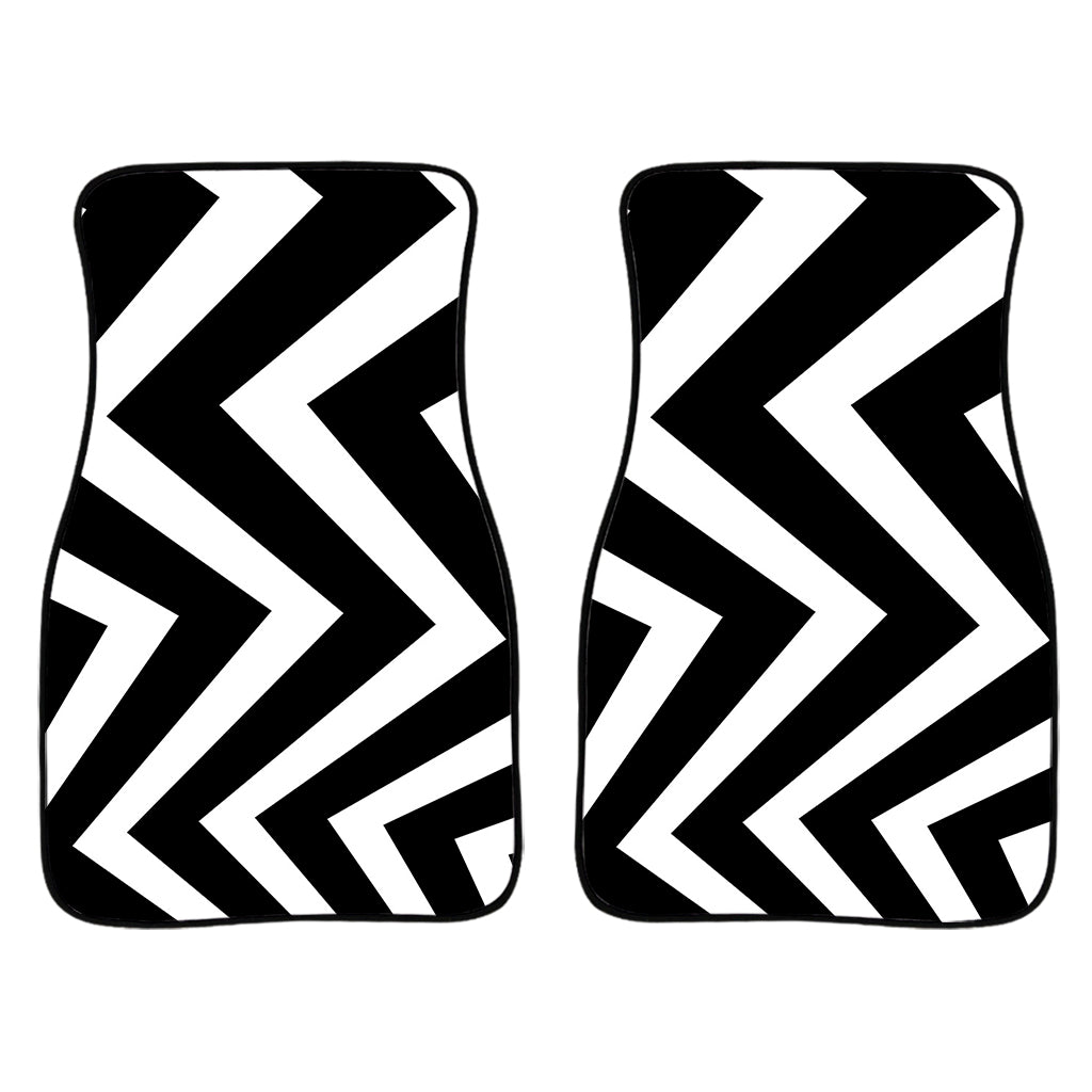 Black And White Zigzag Dazzle Print Front Car Floor Mats