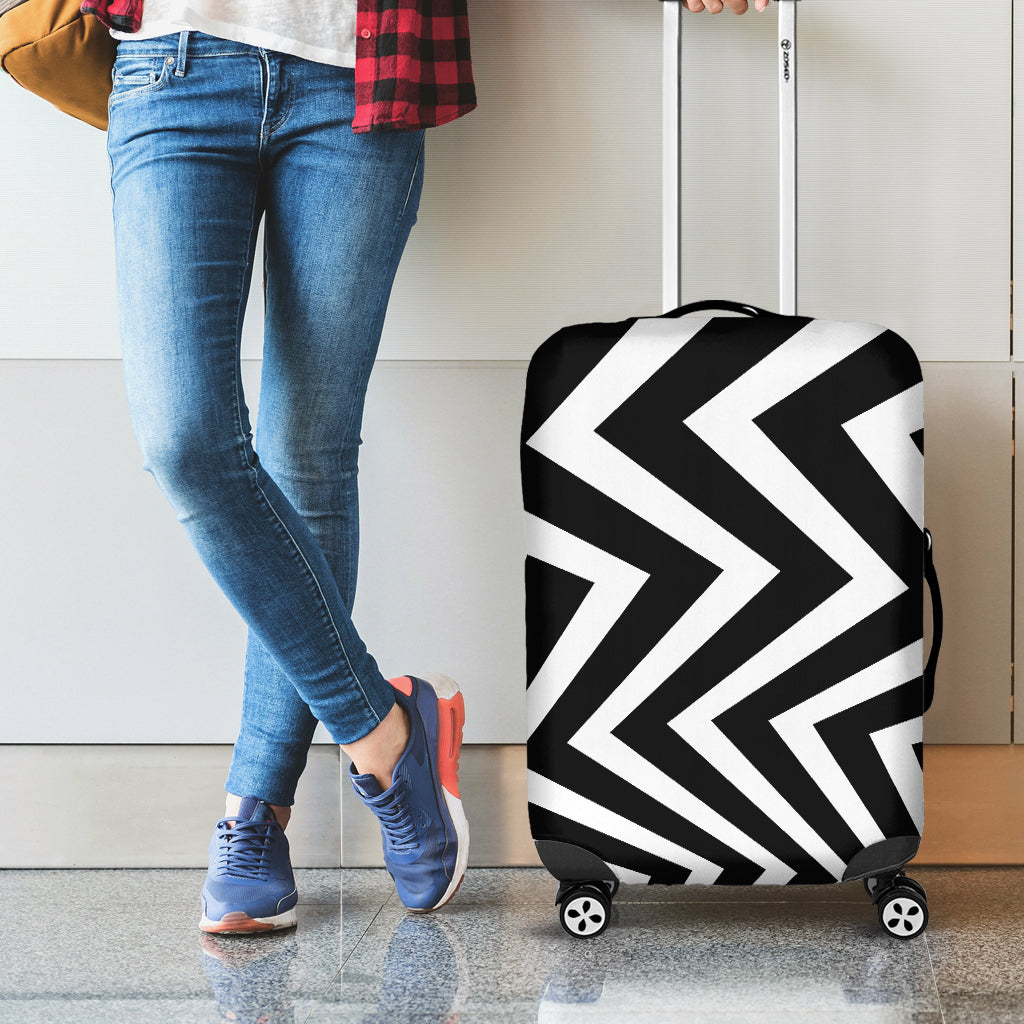 Black And White Zigzag Dazzle Print Luggage Cover