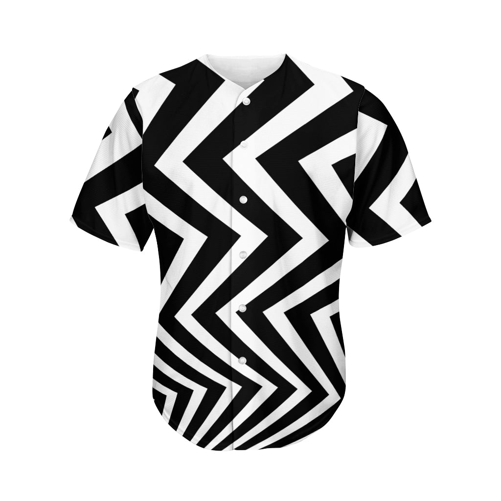 Black And White Zigzag Dazzle Print Men's Baseball Jersey