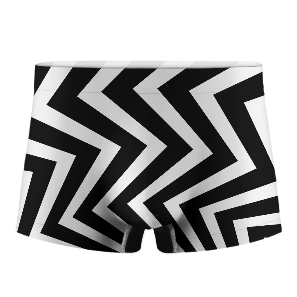 Black And White Zigzag Dazzle Print Men's Boxer Briefs