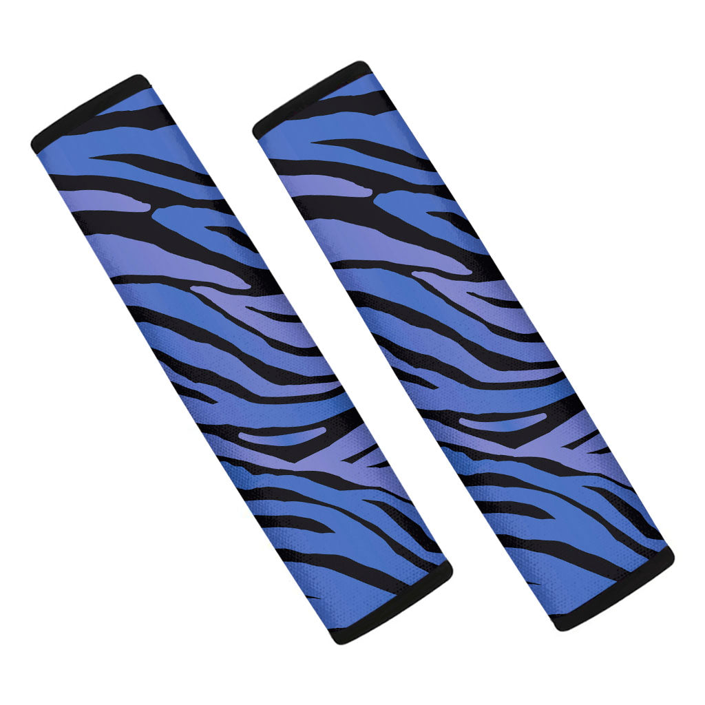 Black Blue Zebra Pattern Print Car Seat Belt Covers