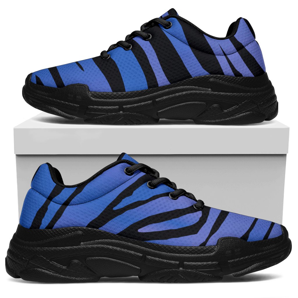 Black Blue Zebra Pattern Print Chunky Sneakers
