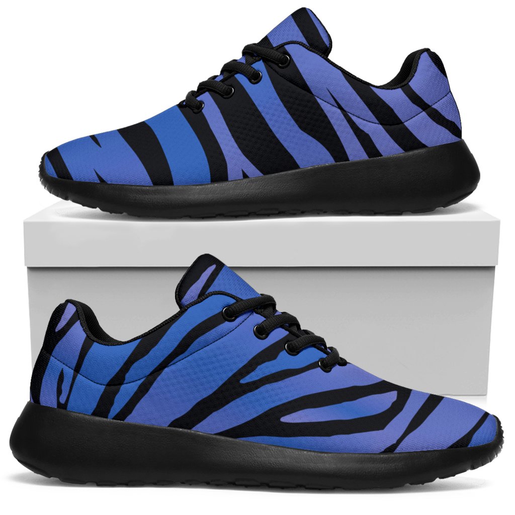 Black Blue Zebra Pattern Print Sport Sneakers