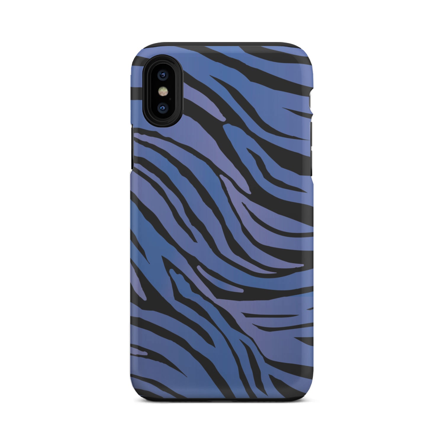 Black Blue Zebra Pattern Print Tough Phone Case