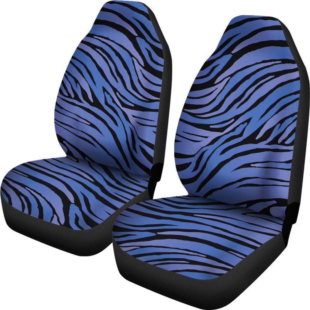 Black Blue Zebra Pattern Print Universal Fit Car Seat Covers