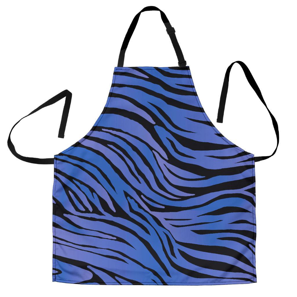 Black Blue Zebra Pattern Print Women's Apron