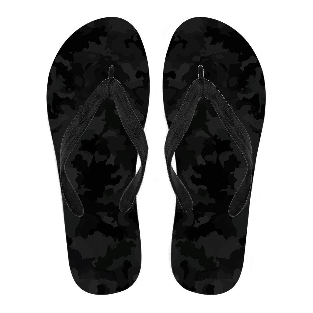 Black Camouflage Print Men's Flip Flops