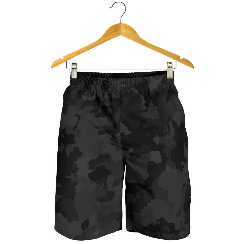 Black Camouflage Print Men's Shorts