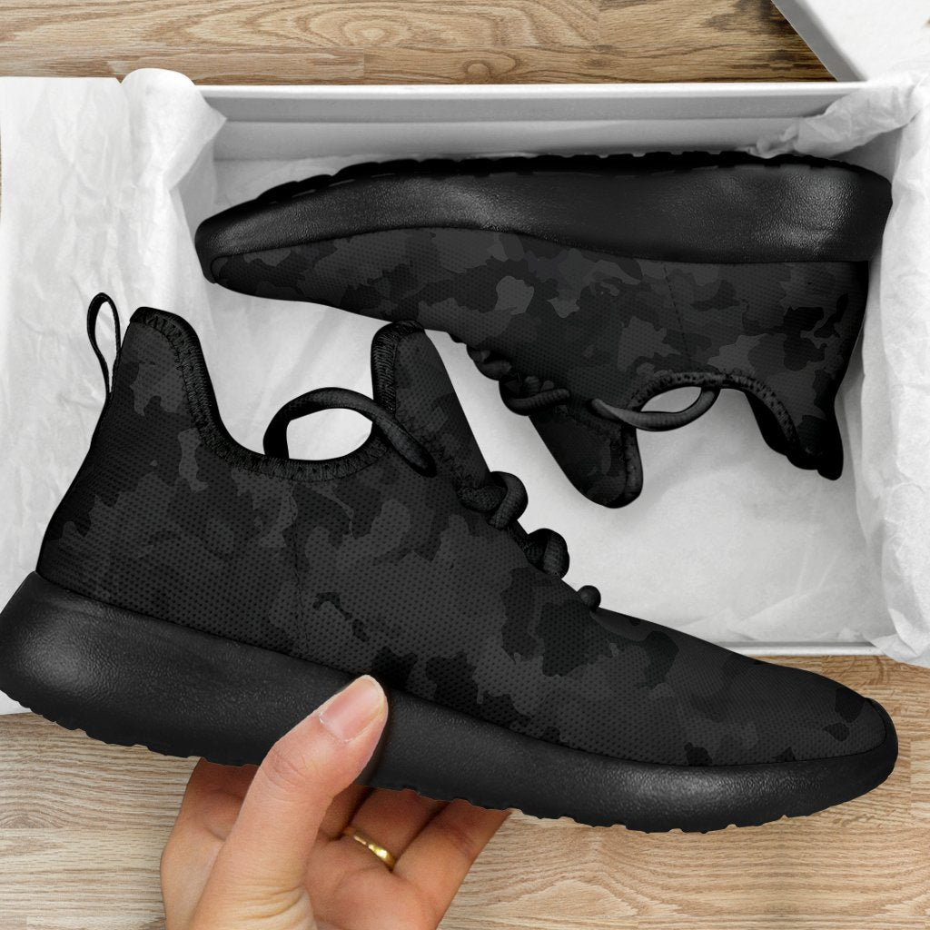Black Camouflage Print Mesh Knit Shoes