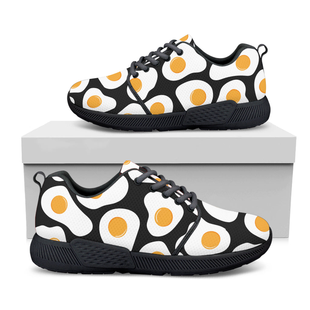 Black Fried Eggs Pattern Print Black Athletic Shoes