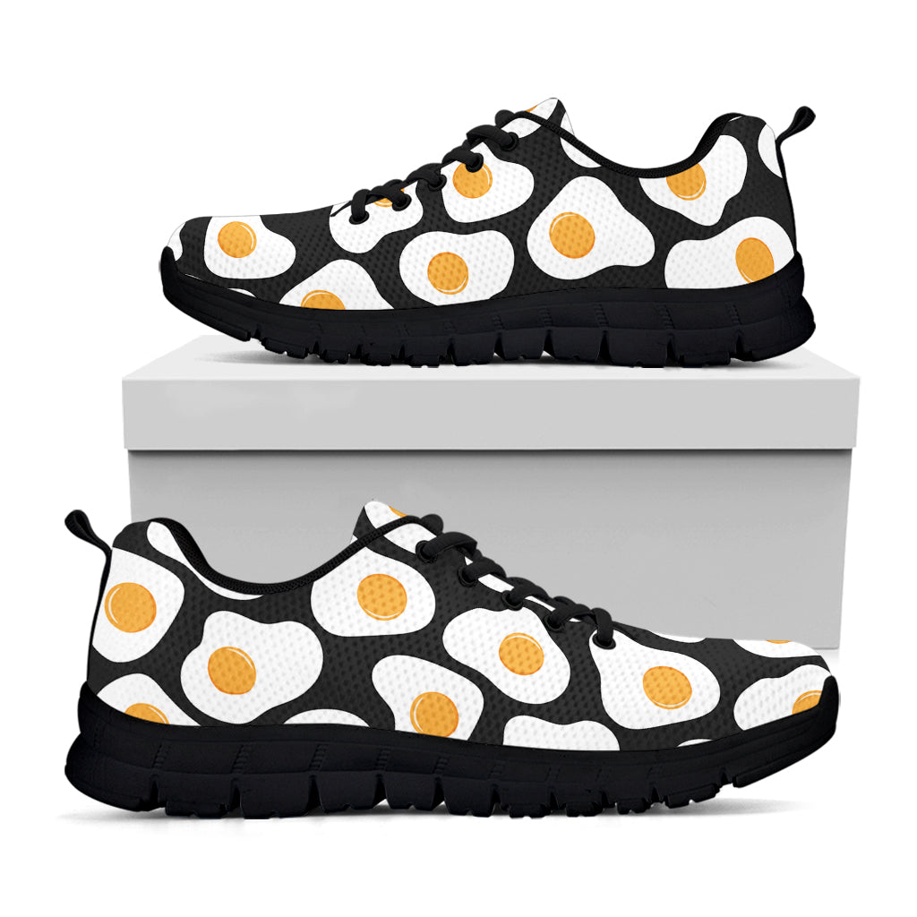 Black Fried Eggs Pattern Print Black Sneakers
