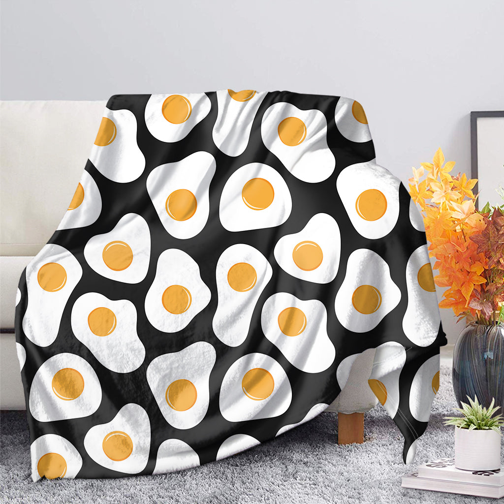 Black Fried Eggs Pattern Print Blanket