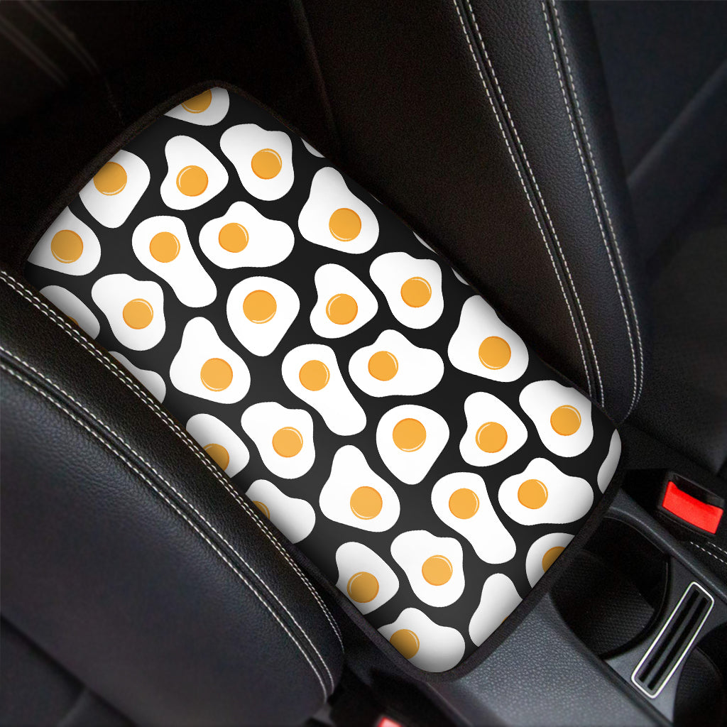 Black Fried Eggs Pattern Print Car Center Console Cover