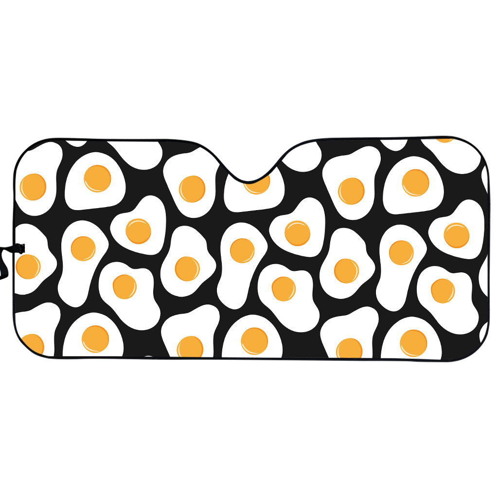 Black Fried Eggs Pattern Print Car Sun Shade