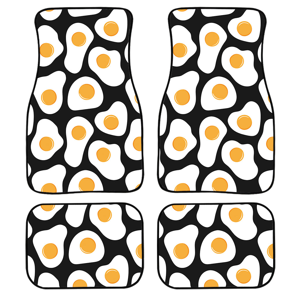 Black Fried Eggs Pattern Print Front and Back Car Floor Mats
