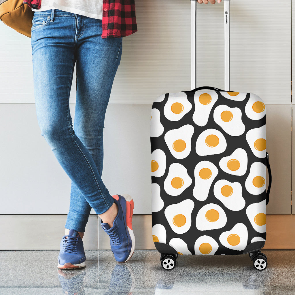 Black Fried Eggs Pattern Print Luggage Cover