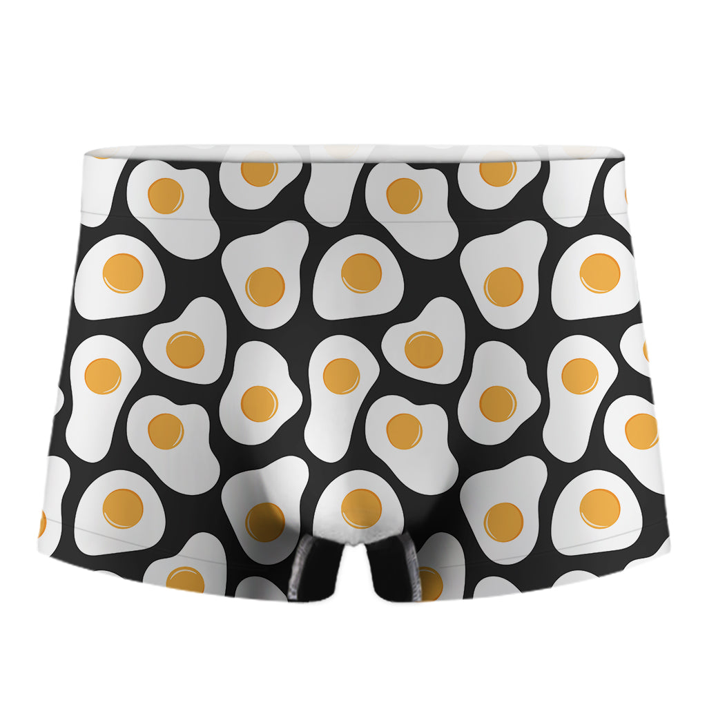 Black Fried Eggs Pattern Print Men's Boxer Briefs