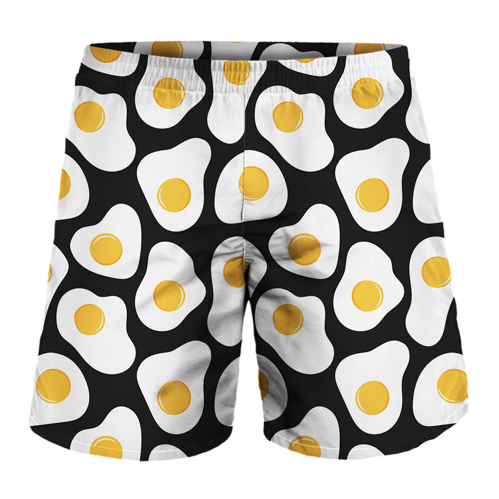 Black Fried Eggs Pattern Print Men's Shorts