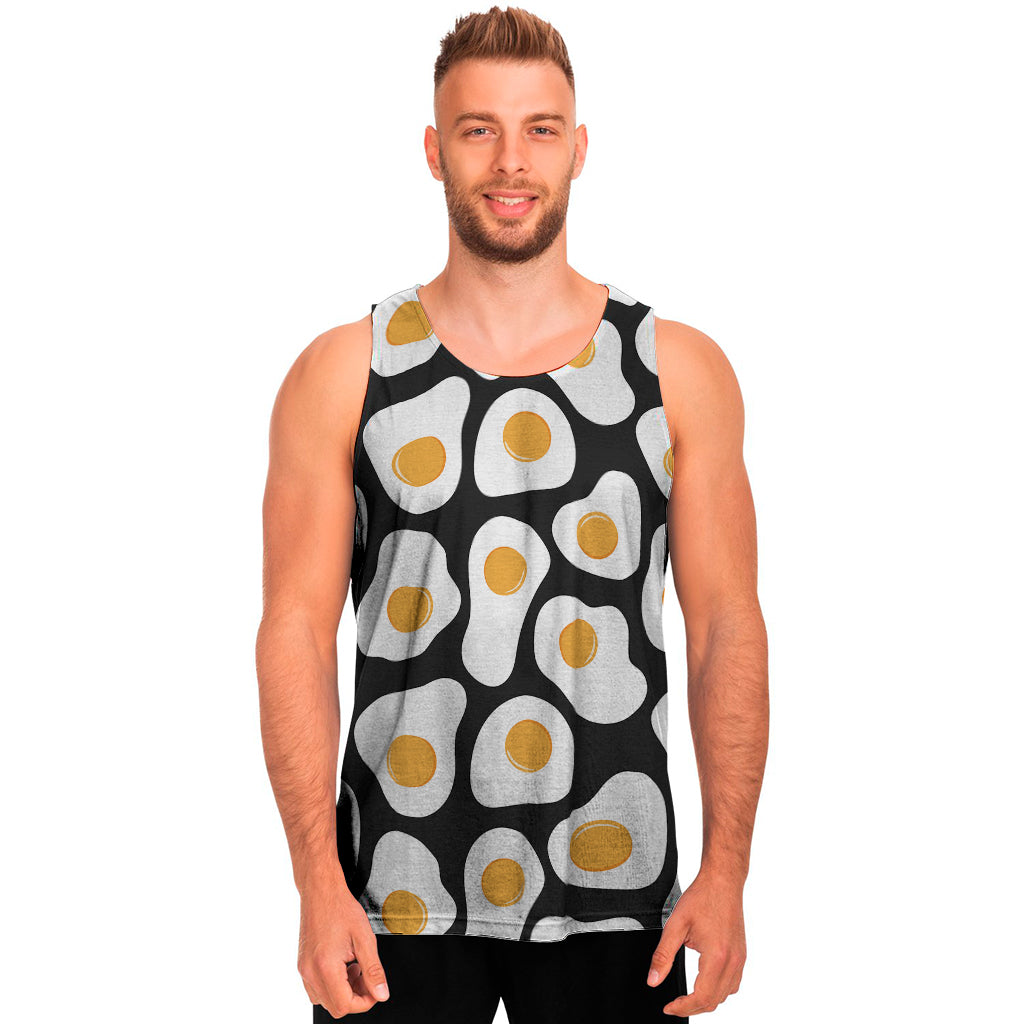 Black Fried Eggs Pattern Print Men's Tank Top
