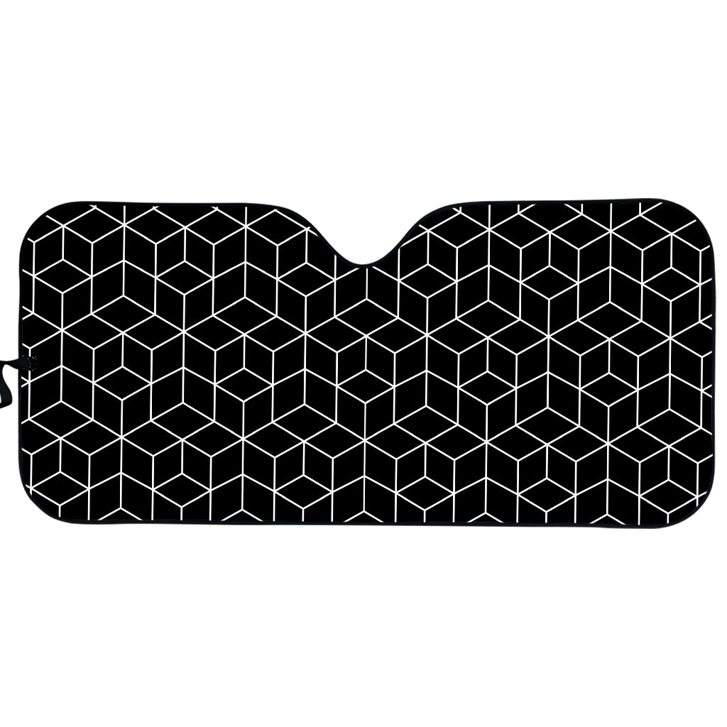 Black Geometric Cube Shape Pattern Print Car Sun Shade