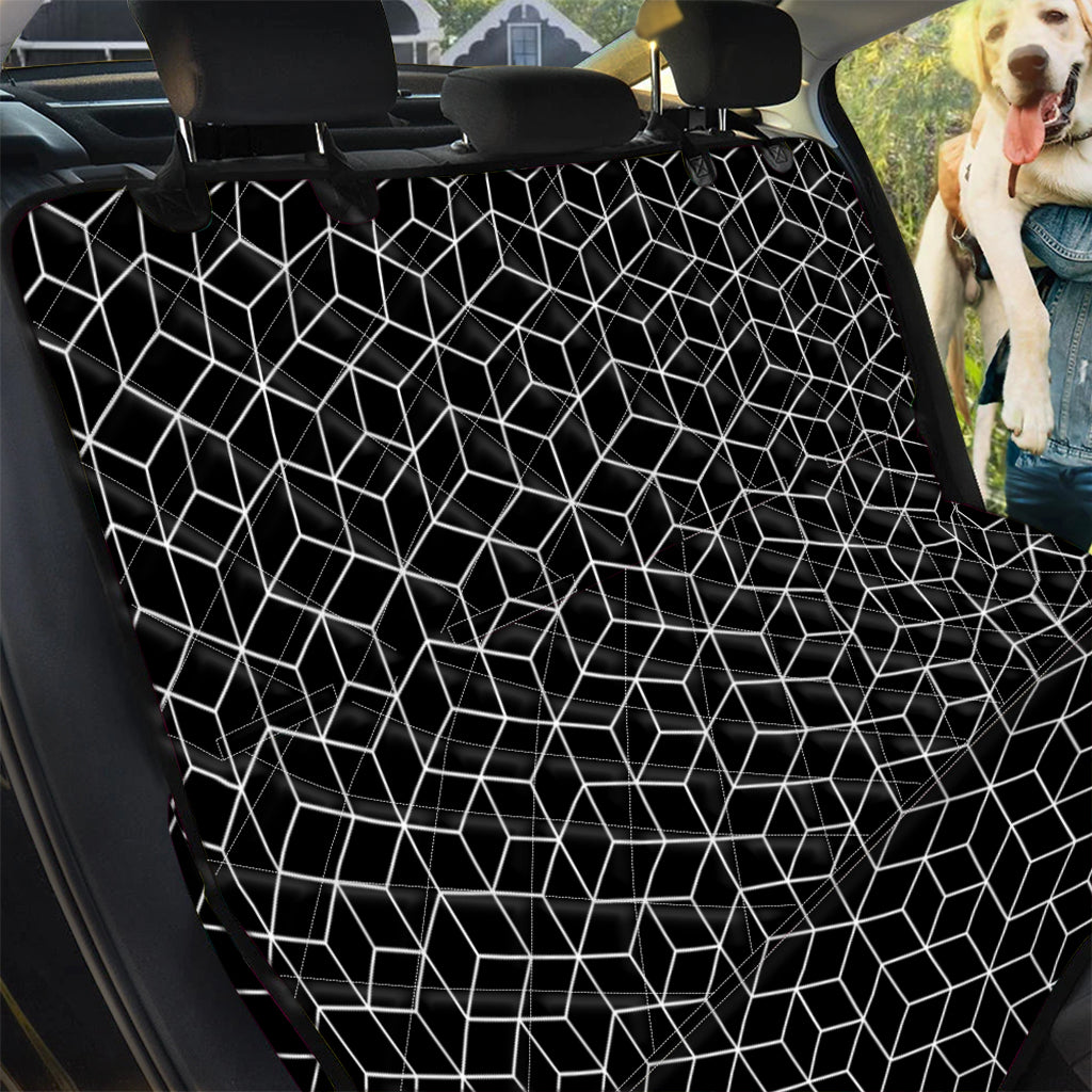 Black Geometric Cube Shape Pattern Print Pet Car Back Seat Cover
