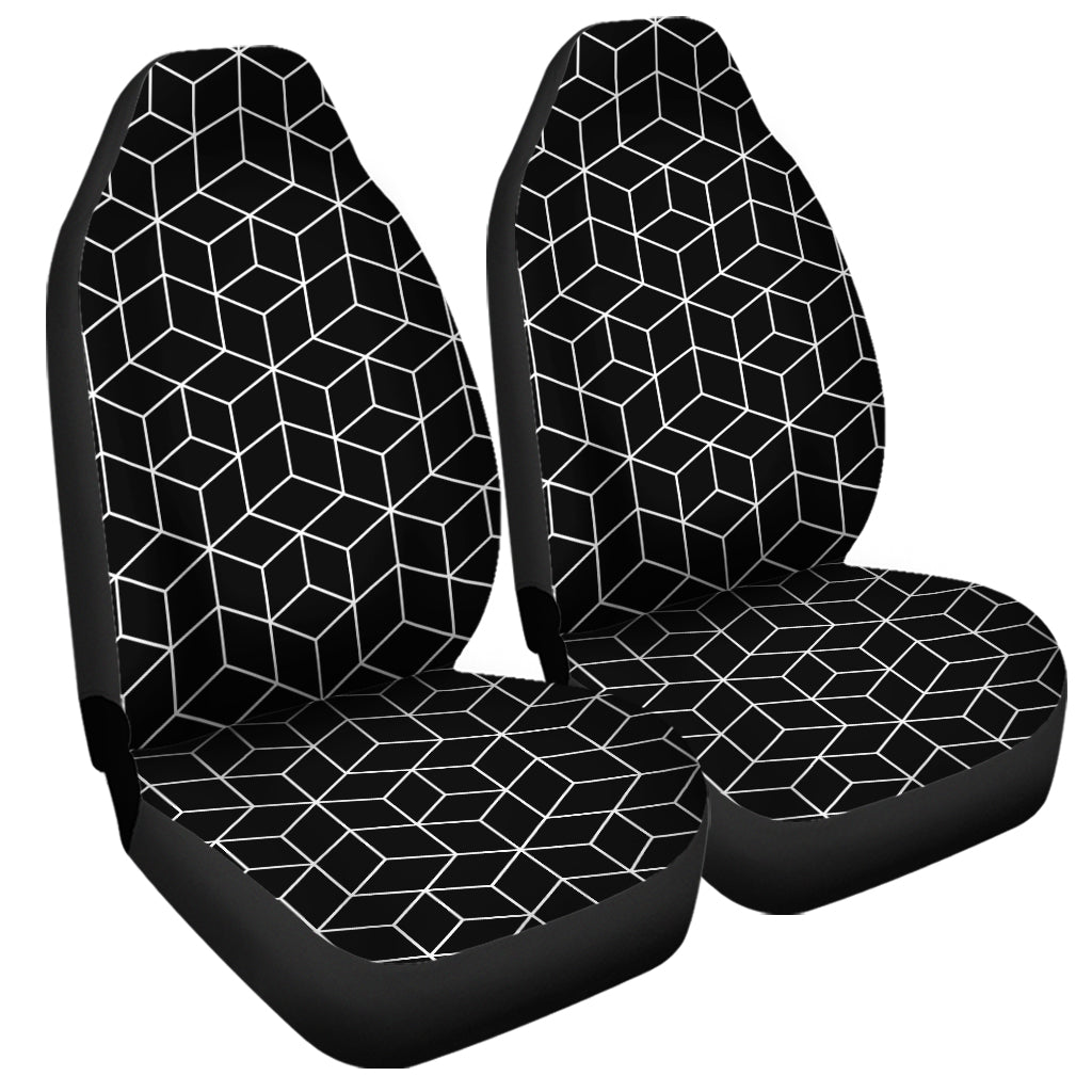 Black Geometric Cube Shape Pattern Print Universal Fit Car Seat Covers