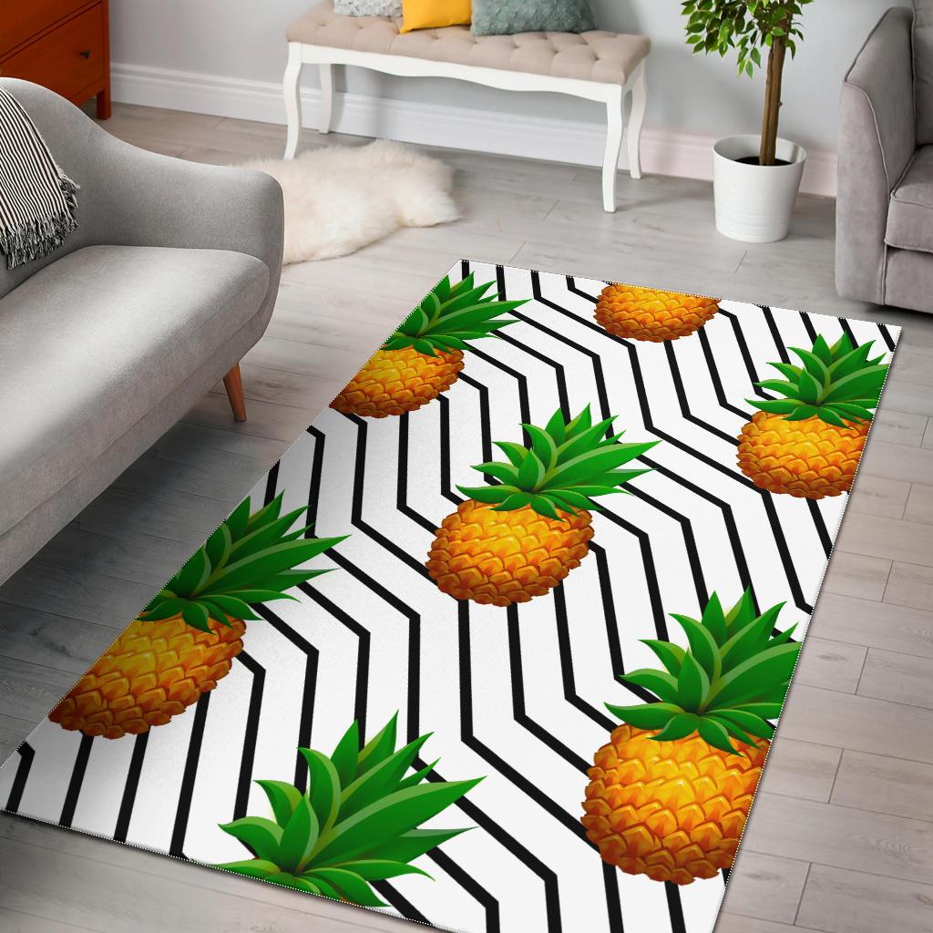 Black Geometric Pineapple Pattern Print Area Rug